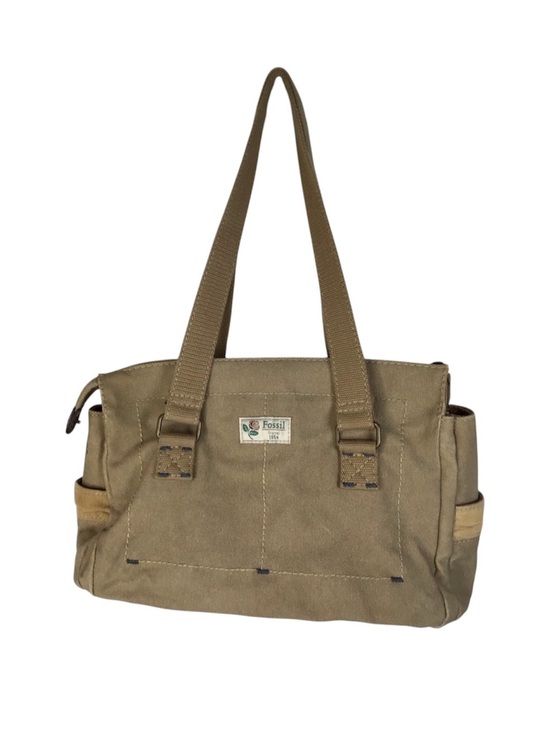 Fossil Handbags - Fossil Canvas Utility Shoulder Bag Multi Pocket in Khaki.